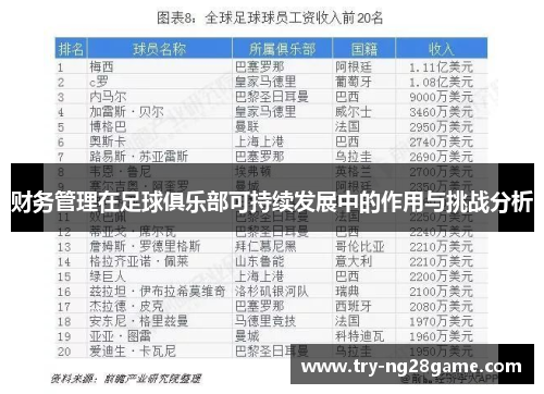 财务管理在足球俱乐部可持续发展中的作用与挑战分析 财务管理在足球俱乐部可持续发展中的作用与挑战分析